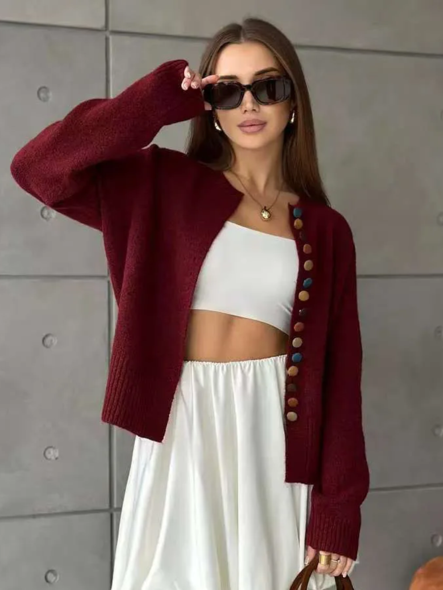 EVERLY - BUTTON-ACCENT CARDIGAN