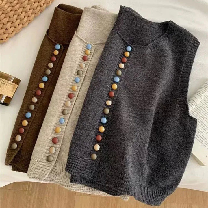 ZOIE - COLOR-BUTTON KNIT VEST
