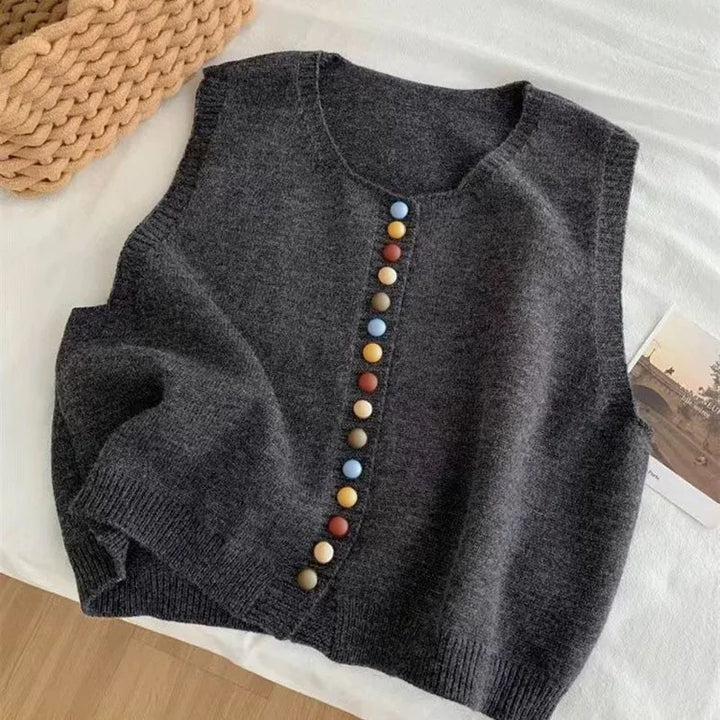 ZOIE - COLOR-BUTTON KNIT VEST
