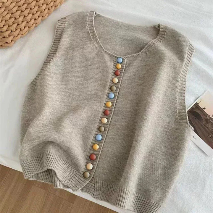 ZOIE - COLOR-BUTTON KNIT VEST