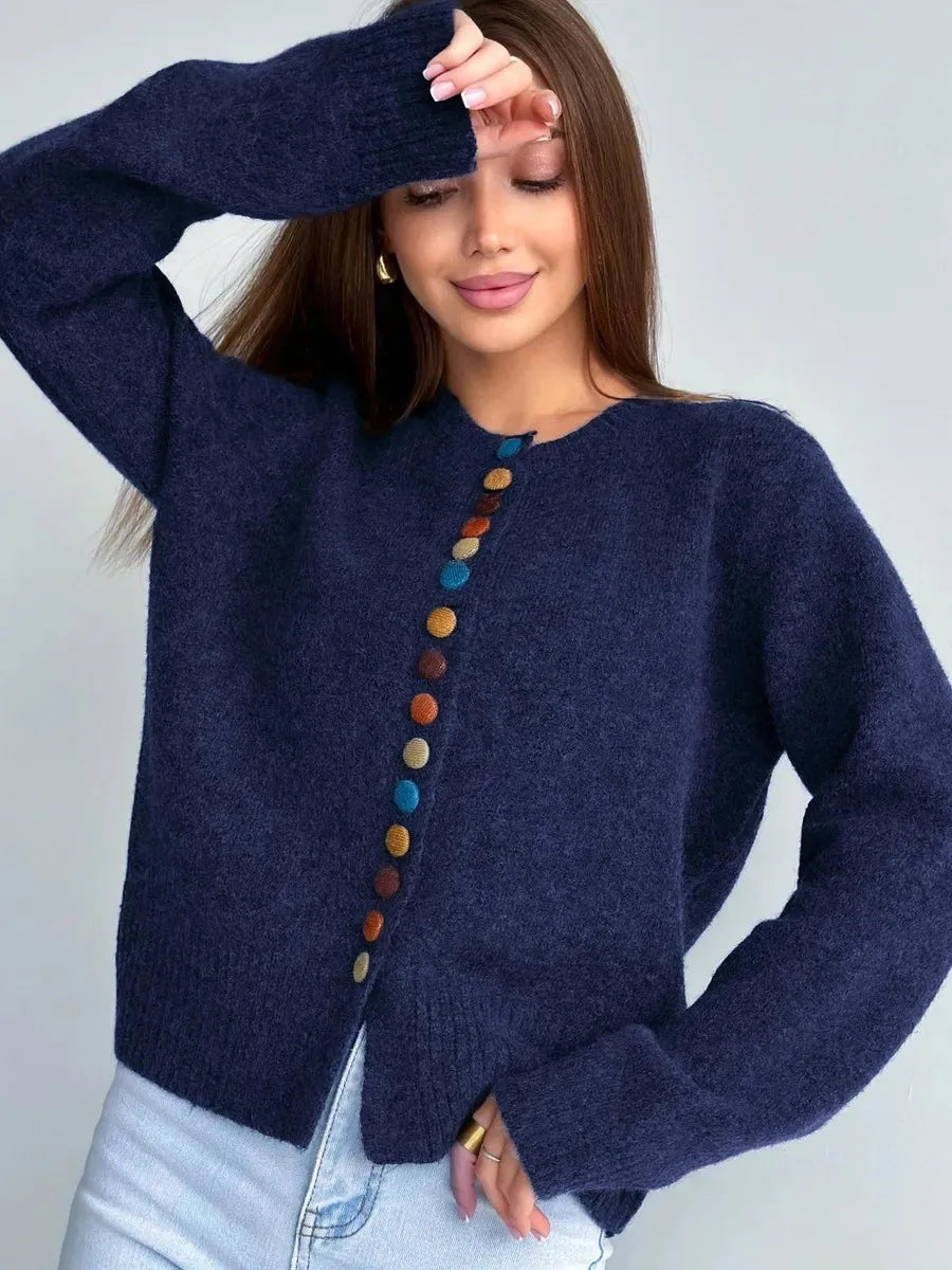 EVERLY - BUTTON-ACCENT CARDIGAN