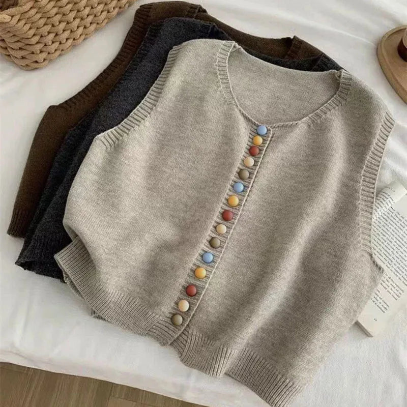 ZOIE - COLOR-BUTTON KNIT VEST