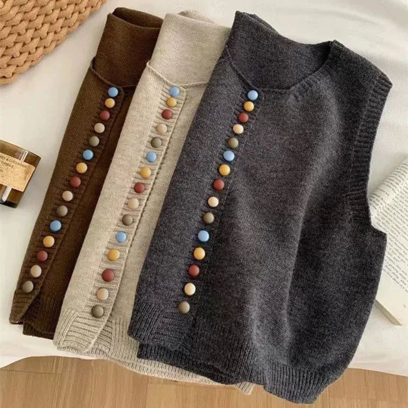 ZOIE - COLOR-BUTTON KNIT VEST
